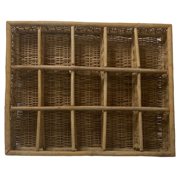 Hand Woven Bohemian Wicker Wall Decor / Drawer Organizer Boho Cottage Farmhouse - Picture 5 of 14